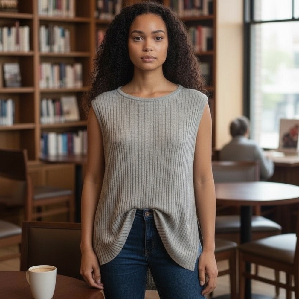 NakedCashmere ribbed tank top size S grey sweater vest‎